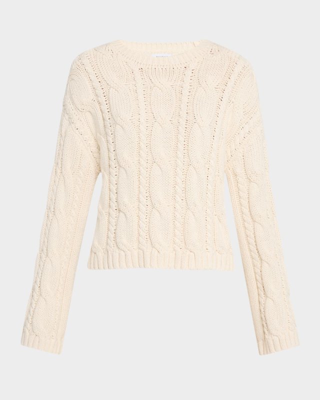 Cable-Knit Luxe Cotton Crewneck Sweater
